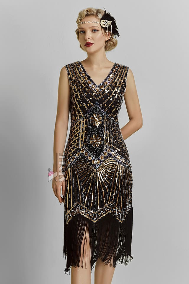 Вечернее платье в стиле Гэтсби (Black/Gold), 7