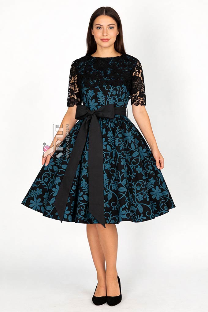 Винтажное платье с ажурной шалью и поясом, 9