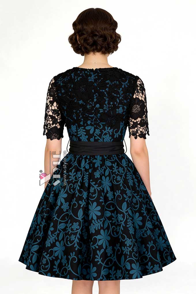 Винтажное платье с ажурной шалью и поясом, 7