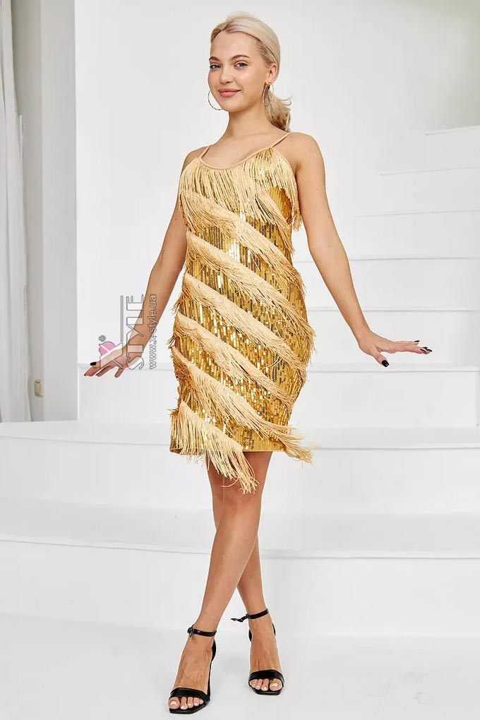 Блестящее платье с бахромой Sabrina Gold, 17