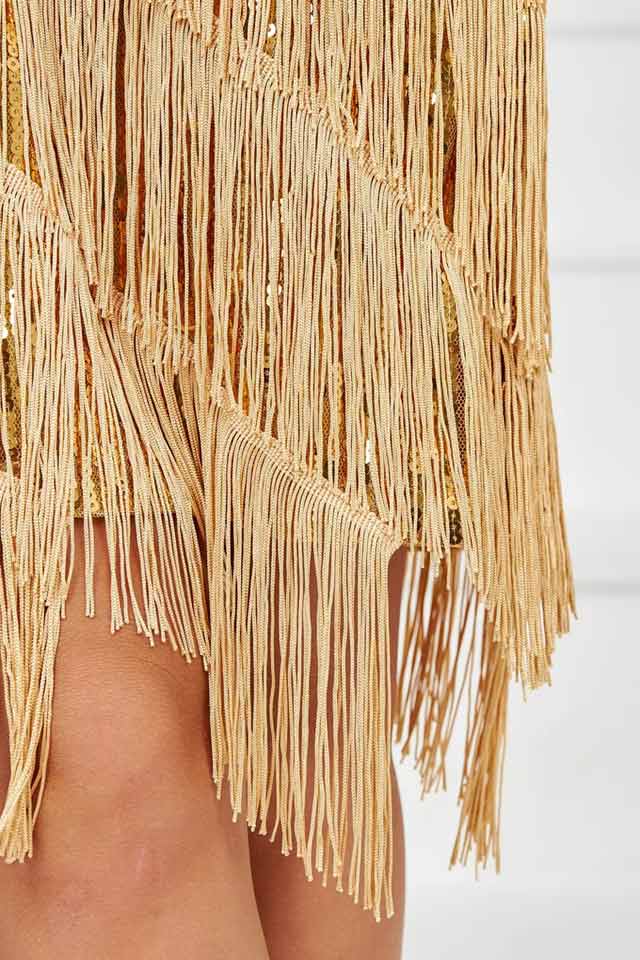 Блестящее платье с бахромой Sabrina Gold, 11