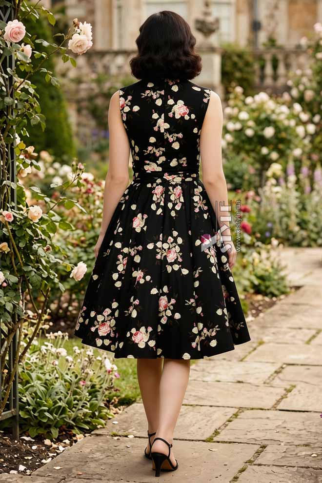 Винтажное платье на запах с цветочным узором и поясом, 9