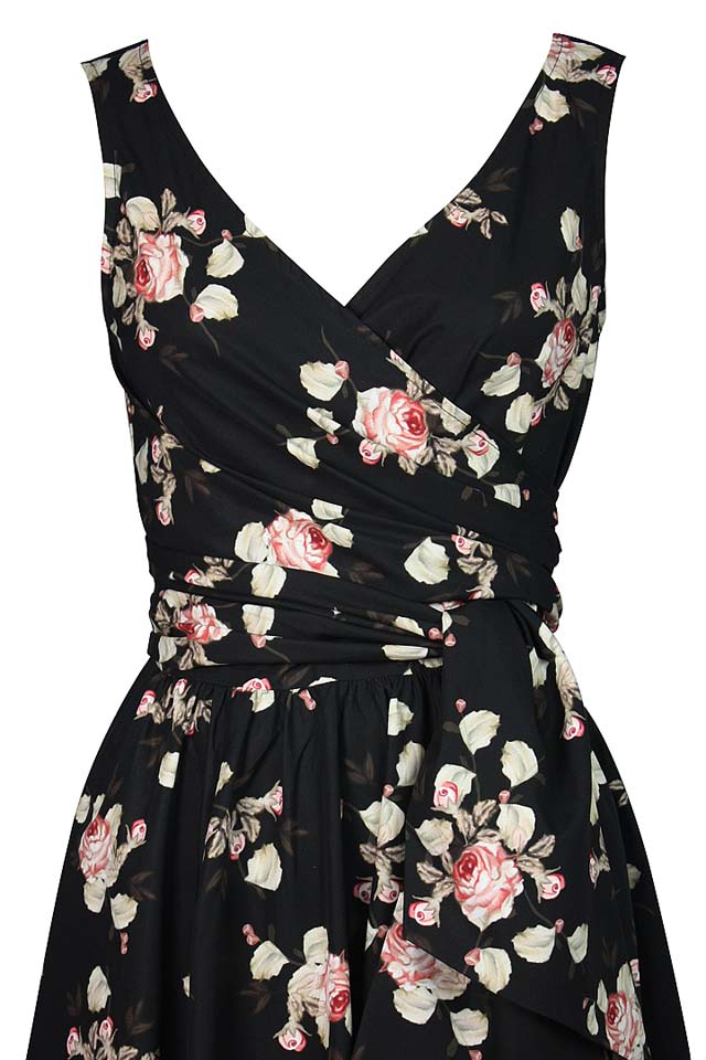 Винтажное платье на запах с цветочным узором и поясом, 7