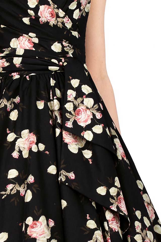 Винтажное платье на запах с цветочным узором и поясом, 5