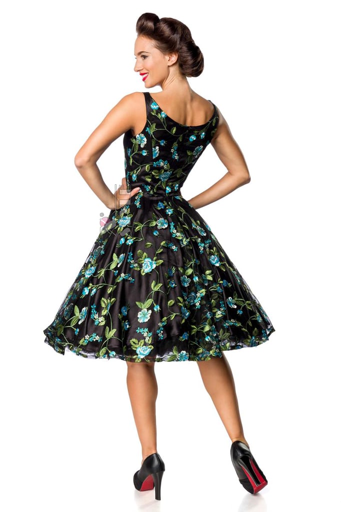Винтажное платье с цветочным узором и вышивкой, 3