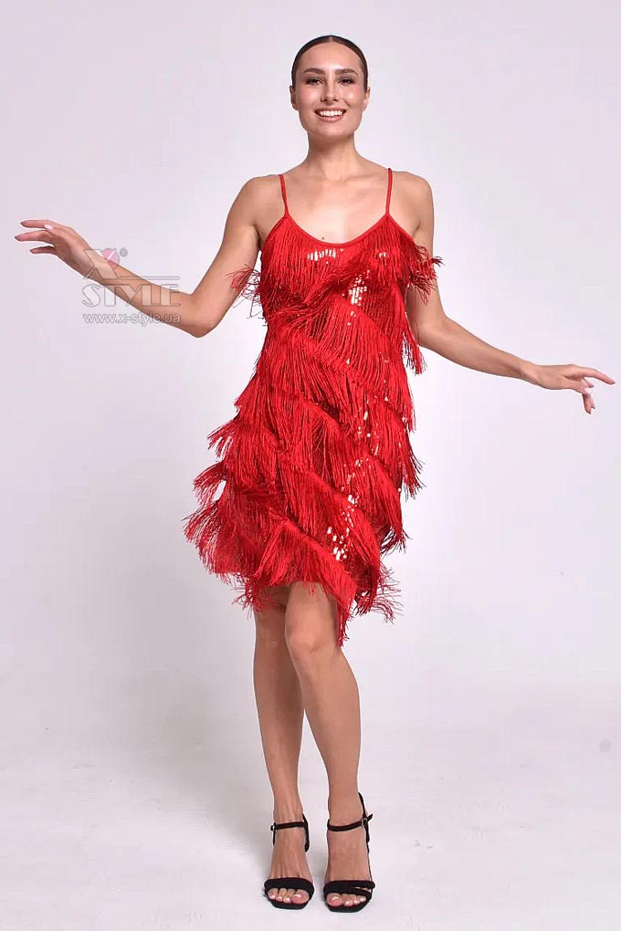 Great Gatsby Shiny Red Dress with Fringe, 9