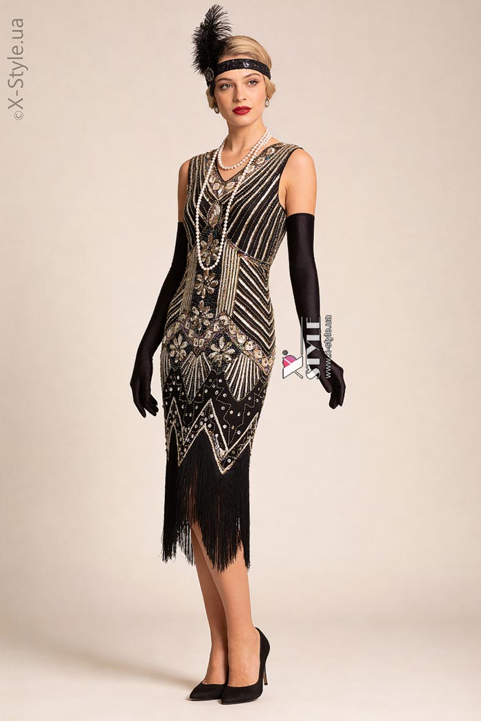 Костюм Gatsby Girl (платье, перчатки, повязка, бусы, мундштук), 5