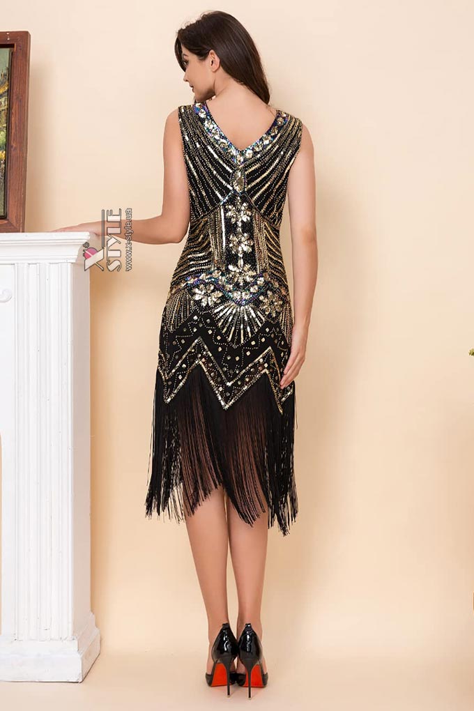 Gatsby Girl Sequin Fringe Dress, 7