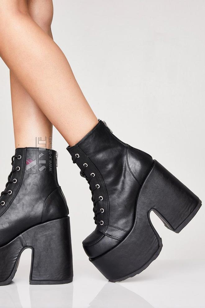 High Platform Ankle Boots with a Chunky Heel