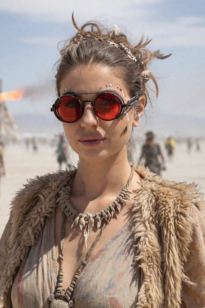 Футуристичні кіберпанк-окуляри X135 Red + чохол, 9