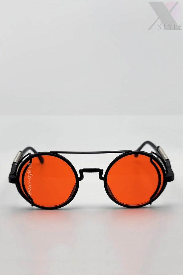Круглые солнцезащитные очки Grunge Punk - красные, 3