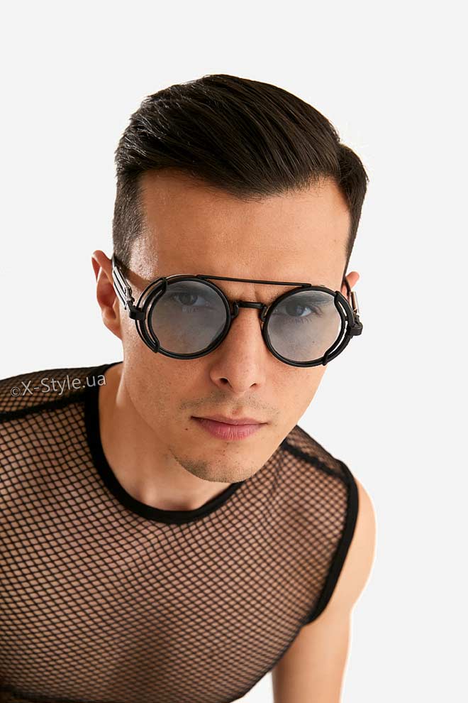 Men's & Women's Futuristic Cyberpunk Blue Glasses + Pouch, 13