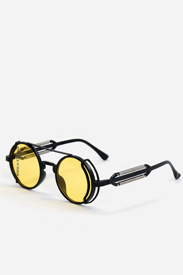 Мужские и женские круглые очки Cyberpunk Futuristic Yellow + чехол, 5