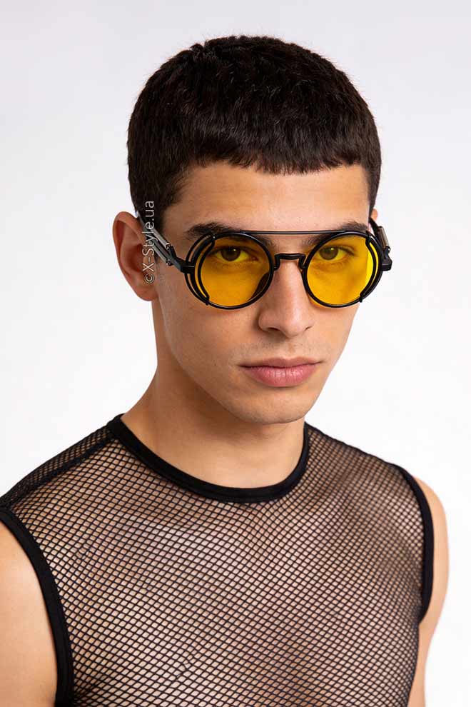 Чоловічі та жіночі окуляри Cyberpunk Futuristic Yellow + чохол, 5