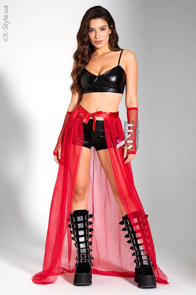 Long Red Train Overskirt X228