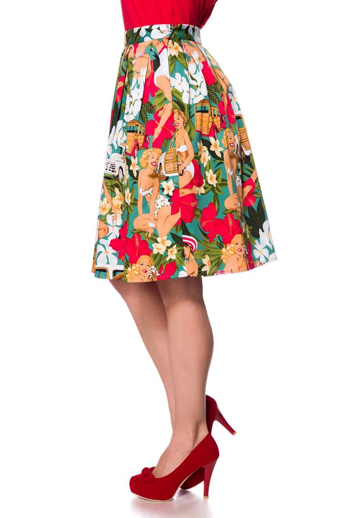 Bright Retro Pleated Skirt (cotton), 5